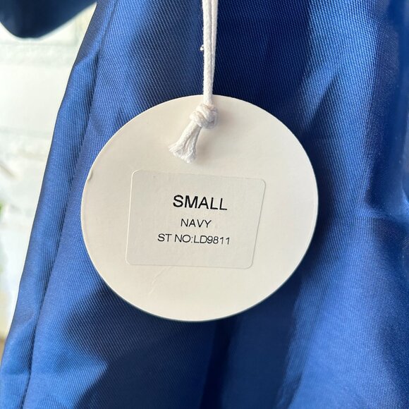 NWT Blue satin material formal off the shoulder mini dress - Picture 6 of 8